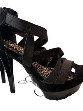 Jessica Simpson Black Strappy Cutout Platform Stiletto Pumps 8